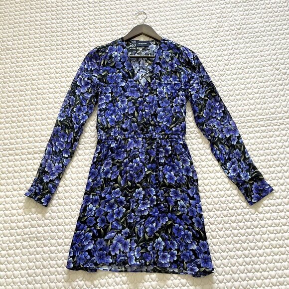 NWOT THE KOOPLES Floral Silk-georgette Purple long sleeves Mini Dress Size 2 - Picture 2 of 14